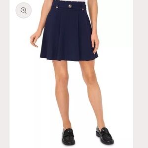 NWTs, Cece Front Pleates Navy Blue Women's Belted Skirt. Sz 6